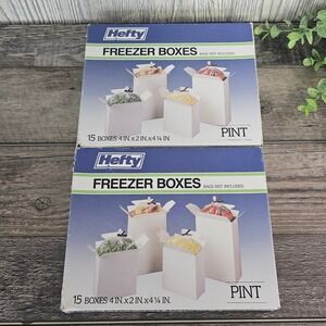 Vintage Hefty Freezer Boxes Pint 15 Ct Each Sealed New Lot of 2 Kitchen Storage